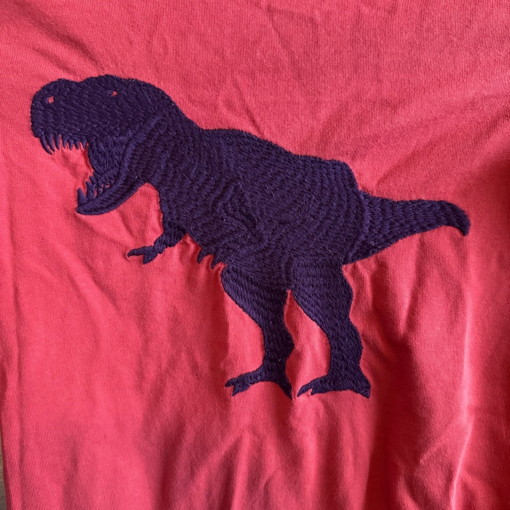 Mini Boden Kids Pink T-Rex Dinosaur Embroidered Long Sleeve Cotton Shirt 7-8Y - Picture 4 of 6